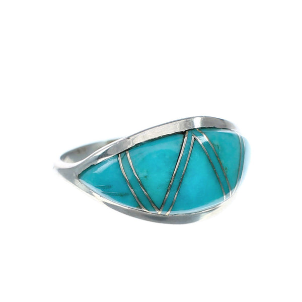 Genuine Sterling Silver Southwestern Turquoise Ring Size 9-3/4 SN20113
